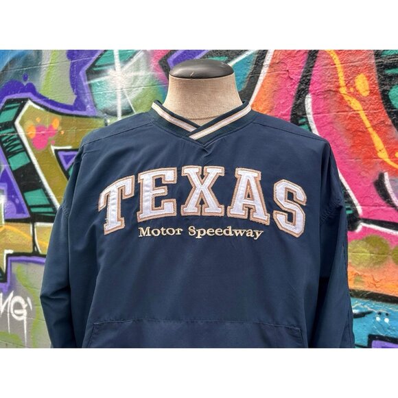TEXAS MOTOR SPEEDWAY Vintage Windbreaker Size Large - Blue (V-Neck Pullover) - Picture 8 of 9